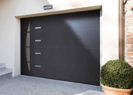 Double porte coulissante grise en bois. Porte De Garage Motorisee Portes De Garage Sur Mesure Solabaie Portes De Garage Moderne Porte Garage Garage