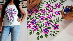 Saree painting designs fabric paint designs painting patterns fabric design worli painting dress painting bottle painting painting videos acrylic paintings. Fabric Painting Design On Top Kurti Flower Print Hand Painted Designer Top Youtube