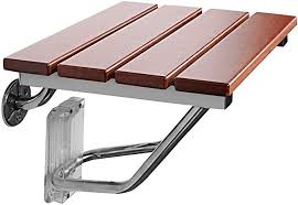 Amazon Com Giantex 15 Folding Shower Seat Bench Wooden Wall Mount Solid Wood Construction W Steel Frame 300lb Cap Shower Seat Wood Construction Shower Chair