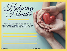 Hand of the child in father encouragement. Helping Hands Postcard For Your Neighbor