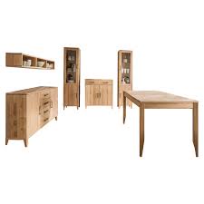 Skalik Meble Mido Esszimmer Tisch Sideboard Kommode Wandregal 2 Vitrinen Front Und Korpus Eiche Bianco Massivholz Geölt