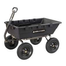 New frame design allows for quick and easy assembly while offering improved maneuverability, rigidity, and ground clearance. Gorilla Carts 1 500 Lb Super Heavy Duty Poly Dump Cart Gor10 16 The Home Depot