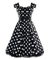 Cap Sleeve Black With White Big Polka Dots Dress Vintage Polka Dot Dress Prom Dresses Vintage Fashion
