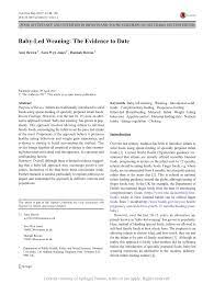 Baby led weaning book description : Pdf Baby Led Weaning The Evidence To Date