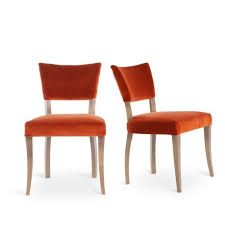 Pair Of Molina Dining Chairs Orange Velvet Light Wood Dining Chairs Orange Dining Chairs Chair