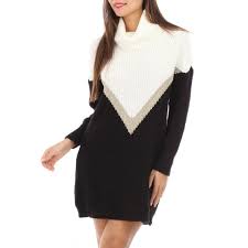 Robe pull mode noire col roulé travail. Robe Pull Noire Et Blanche A Col Roule