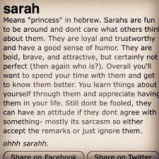 Haha I Knew I Was Named Sarah For A Reason Names With Meaning Monday Quotes Sarah Tattoo