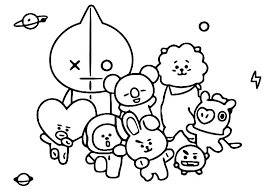Tata's head is made in the shape of a heart. Bt21 Coloring Pages 80 Free Printable Coloring Pages