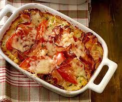gratin de pates aux tomates et lard rezepte lebensmittel essen speck