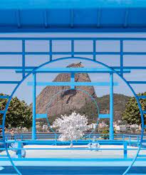 Daniel Arsham Sets Blue Japanese Zen Garden Overlooking Rio S Sugar Loaf Mountain Installation Art Zen Garden Japanese Zen Garden