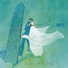 Anne Sophie Rutsaert Carte Postale En Route Pour Le Bonheur Whimsical Art Lovers Art Beautiful Paintings