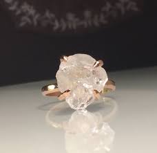 Raw Rose Gold Herkimer Diamond Ring Gorgeous Rough Uncut Etsy Healing Crystal Ring Herkimer Diamond Ring Crystal Rings