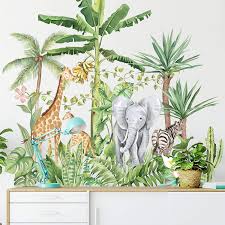 Feel free to send us your own wallpaper and we will consider adding it to appropriate category. Buy Tropical Rainforest Animals Plants Wall Stickers Auhoky Removable Cartoon Elephant Giraffe Nordic Plant Wallpaper Decor Peel And Stick Art Murals For Kids Bedroom Background Nursery Home Decorations Online In Turkey B08yfhjs3c