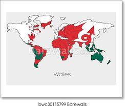 Northern ireland is known for norman castle. Flag Illustration Inside The Shape Of A World Map Of The Country Of Wales Art Print Barewalls Posters Prints Bwc30115799