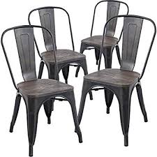 Amazon Com Poly And Bark Trattoria Side Chair With Elm Wood Seat In Bronze Set Of 4 Kitchen Dini Side Chairs Side Chairs Dining Farmhouse Dining Chairs