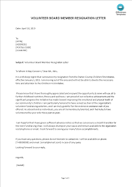 Volunteer Board Member Resignation Letter Templates At Allbusinesstemplates Com