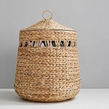 Youdenova 66l small bamboo laundry hamper basket with lid and handle, waterproof and collapsible cloth hamper for closet and bathroom, grey(15.7l 13w 19.7h) 698. Modern Laundry Hampers Storage West Elm