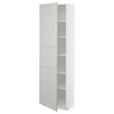 You can customize spacing as needed, because the shelves are adjustable. Metod White Lerhyttan Light Grey High Cabinet With Shelves 60x37x200 Cm Ikea