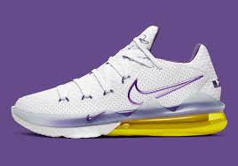 With nike having just released the lebron 17 at retail, we got to thinking about what some of the most popular colorways from king james' lengthy archive would look like on his newest sneaker. Nike Lebron 17 Low Lakers Home Cd5007 102 Sneakernews Com