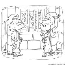 Paul And Silas In Prison Coloring Page Bible Coloring Pages Bible Illustrations Paul And Silas