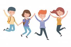 Estudiantes adolescentes alegres que miran los teléfonos. Dibujos Animados De Ninos Y Ninas Adolescentes Vector Gratis