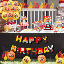 Buy Fire Truck Birthday Party Decorations Fireman Party Supplies Set Includes Firefighter Happy Birthday Banner Cake Toppers Latex Balloons For Fire Truck Kids Baby Shower Birthday Party Supplies Online In Turkey B08xmg343m