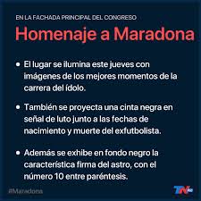 Murio Maradona El Congreso Se Ilumino Para Homenajear Al Idolo Con Los Mejores Momentos De Su Carrera Tn