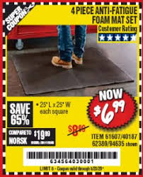 Uline stocks a huge selection of anti fatigue mats, anti fatigue mat and anti fatigue floor mats. Harbor Freight Tools Coupon Database Free Coupons 25 Percent Off Coupons Toolbox Coupons 4 Piece Anti Fatigue Foam Mat Set
