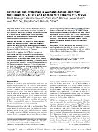 Pdf Extending And Evaluating A Warfarin Dosing Algorithm