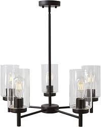 Vinluz Contemporary 5 Light Large Chandeliers Oil Rubbed Bronze Modern Lighting Fixtures Hanging Clear Glass Shades Pendant Lighting For Dining Room Living Room Kitchen Amazon Com