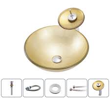 As a customer, you are always running after best prices in india and with discount, deals & cashback offers made available on paytm mall, it. Round Sink And Faucet Set Gold Glass Basin Bathroom Countertop Waterfall Vessel Sink Tap Bwy 19 109 Glass Basin Glass Sink Faucet