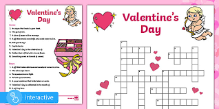 A flat, usually rectangular piece of stiff paper,. Valentine S Crossword Teacher Made