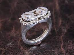Moving Ring Two Gears Polished Silver Etsy Rings Mens Wedding Rings Metal Jewelry