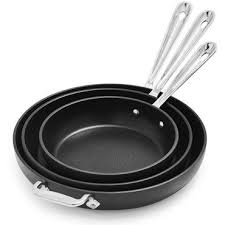 All Clad Ha1 Nonstick Set Of 3 Skillets 8 10 And 12 Sur La Table Essential Kitchen Tools Tools And Equipment Cool Kitchen Gadgets