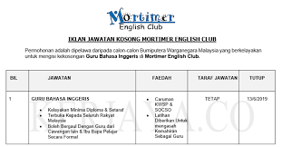Jawatan kosong 2021 daily update at jawatan kosong terkini. Jawatan Kosong Terkini Mortimer English Club Guru Bahasa Inggeris Kerja Kosong Kerajaan Swasta