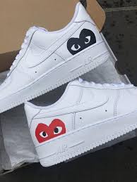 Black And Red Custom Air Forces Nike X Cdg Black Red Heart The Custom Movement In 2020 Nike Shoes Air Force Nike Shoes Outfits Sneakers Men Fashion