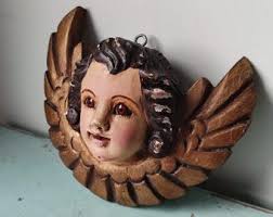 Vintage Hand Made Resin Putto Head, Italian Cherub for the Christmas Tree,  Vintage Angel, Collectable Putto, Art and Collectibles