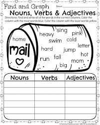 Nouns are words that represent a person, place, thing or idea. 1st Grade Math And Literacy Worksheets For February Planning Playtime Nouns Verbs Adjectives Nouns And Verbs Worksheets Nouns And Adjectives