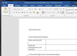 Vollmacht Bank Fur Word Vorlage Download Chip