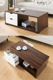 When arranging your living room furniture, start with the largest piece first. 151347ct Coffee Table Smart Home Two Toned Dark Walnut Glossy White Coffee Table Features A T Tea Table Design Center Table Living Room Centre Table Design