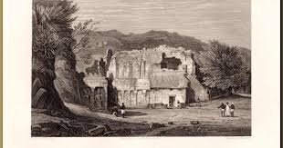 Caves Of Ellora: Front View Of The Kylas: Genuine antique print for sale.
