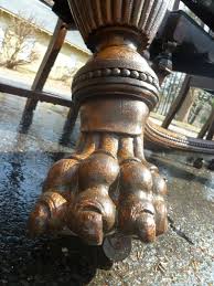 Ornate Carved Bear Lion Claw Foot Table Legs 1800 S Must Refurbish Carving Clawfoot Antique Table