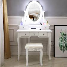 Check spelling or type a new query. Makeup Vanity Table Set With 10 Lights Mirror And 5 Drawers Dressing Desk White Wish