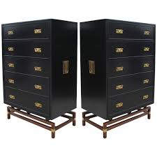 Impeccable Pair Of Twin Black Lacquer And Brass Campaign Chests Lacquer Furniture Campaign Furniture Furniture