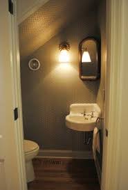 Pretty Much The Space We Have Allotted But Not Into The Vintage Sink Small Attic Bathroom Bathroom Under Stairs Tiny Powder Rooms