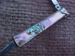 Old John Salm Pen Knife Pocket Watch Fob Vintage Abalone Pearl Deluxe  1918-25 CA
