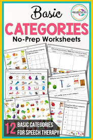 Categories Speech Therapy Activities No Prep Worksheets Set 1 In 2020 Speech Therapy Activities Categories Speech Therapy Speech Therapy