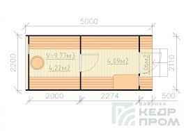 Баня-бочка из кедра квадратная длиной 5 метров с верандой по цене 485400  рублей
