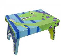 Painted Dinosaur With Toothbrush Stool Project By Decoart Painting Kids Furniture Kids Stool Paint Kids Table