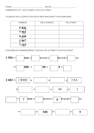 Tahu dan faham pengetahuan asas matematikdeskriptor: Latihan Nilai Tempat Tahun 3 Worksheet